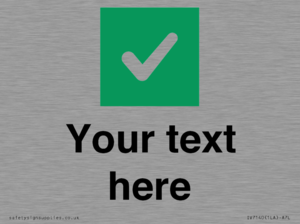 Custom plain background, green square with tick sign